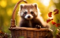 Racon in a Basket. Generative AI Royalty Free Stock Photo