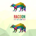 RACOON ANIMAL PET POP ART LOW POLY LINE LOGO ICON SYMBOL