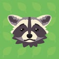 Racoon emotional head. Vector illustration of cute coon shows depressed emotion. Tired emoji. Smiley icon. Print, chat