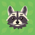 Racoon emotional head. Vector illustration of cute coon shows neutral emotion. Poker face emoji. Smiley icon. Print Royalty Free Stock Photo