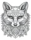 racoon head, black white outline for coloring book page, AI generative coloring card