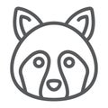 Racoon line icon, animal and zoo, coon sign