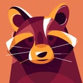 Racoon portrait colorful vector illustration, poster, print