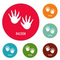 Racoon step icons circle set