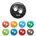 Racoon step icons set color