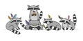 Racoons Family. Funny Characters for your design