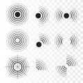 Set of radar icons. Sonar sound waves. Vector