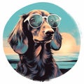 Rad Dutch Dachshund Beach Seaside Dog Print