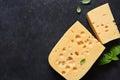 Radamer cheese on a black concrete background. View from above Royalty Free Stock Photo
