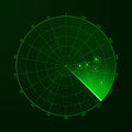 Radar. Blip. Detection of objects on the radar. Vector illustration