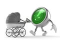 Radar character with baby stroller