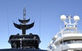 Radar,communication and Navigation system tower on a luxurious yachts Royalty Free Stock Photo