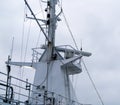Radar and communications mast on a large ship Royalty Free Stock Photo