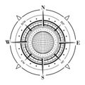 Radar compass rose with globe. Royalty Free Stock Photo