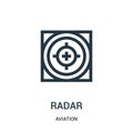 radar icon vector from aviation collection. Thin line radar outline icon vector illustration. Linear symbol for use on web and Royalty Free Stock Photo