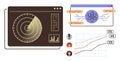 Data Analytics with Radar Interface, Atomic Structure, and Progress Charts for Decision-Making Royalty Free Stock Photo