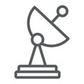Radar line icon, tv and receiver, satellite dish sign, vector graphics, a linear pattern on a white background.
