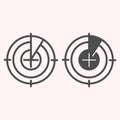 Radar monitor line and glyph icon. Search and detect purpose sonar. Astronomy vector design concept, outline style