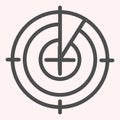 Radar monitor line icon. Search and detect purpose sonar. Astronomy vector design concept, outline style pictogram on