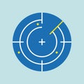 Radar navigation icon, flat design vector illustration