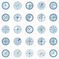Radar round colored icons vector set. Sonar creative signs