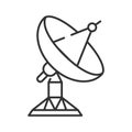 Radar satellite dish black line icon. Wireless communication equipment. Antenna transmits and receives a signal from space. Sign Royalty Free Stock Photo