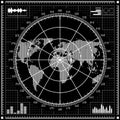 Radar screen. Black and white illustration. Royalty Free Stock Photo