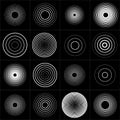 Radar screen concentric circle element set. Sound wave. Circle spin target. Radio station signal.