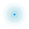 Radar screen concentric circle elements. Vector illustration for sound wave. White and blue color ring. Circle spin target. Radio