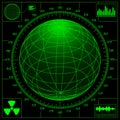 Radar screen with digital globe
