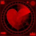 Radar screen with red heart.