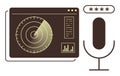 Radar screen tracking movement and microphone with password input for voice recognition system Royalty Free Stock Photo
