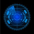 Radar screen. Vector illustration for your design. Technology background. Futuristic user interface. display wit Royalty Free Stock Photo