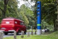 Radar speed trap with car in motion Royalty Free Stock Photo