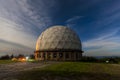 Radar station geosphere on the starry sky background