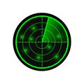 Radar vector illustration. Green radar display.