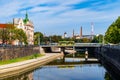 Radbuza river through the city Plzen Pilsen, Czech republic