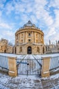 Radcliff camera in Oxford in snowy morning, UK