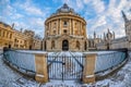 Radcliff camera in Oxford in snowy morning, UK