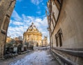 Radcliff camera in Oxford in snowy morning, UK