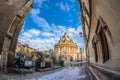 Radcliff camera in Oxford in snowy morning, UK