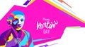 Raden Adjeng Kartini the heroes of women and human right in Indonesia. Colorful pop art with modern and futuristic background. -