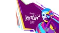 Raden Adjeng Kartini the heroes of women and human right in Indonesia. Colorful pop art with modern and futuristic background. -