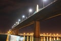 The Rades-La Goulette Bridge illuminates the bay of Tunis with its nighttime splendor.