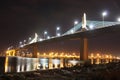 The Rades-La Goulette Bridge illuminates the bay of Tunis with its nighttime splendor.