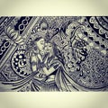 Radha kannan dancing doodle drawing Royalty Free Stock Photo