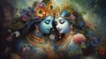 radha Krishna Hindu God beautiful painting