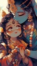 Radha Krishna Hindu God Cute Image generative AI Royalty Free Stock Photo