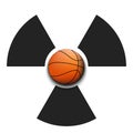 Radiaction symbol with basketball ball