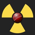 Radiaction symbol with cricket ball